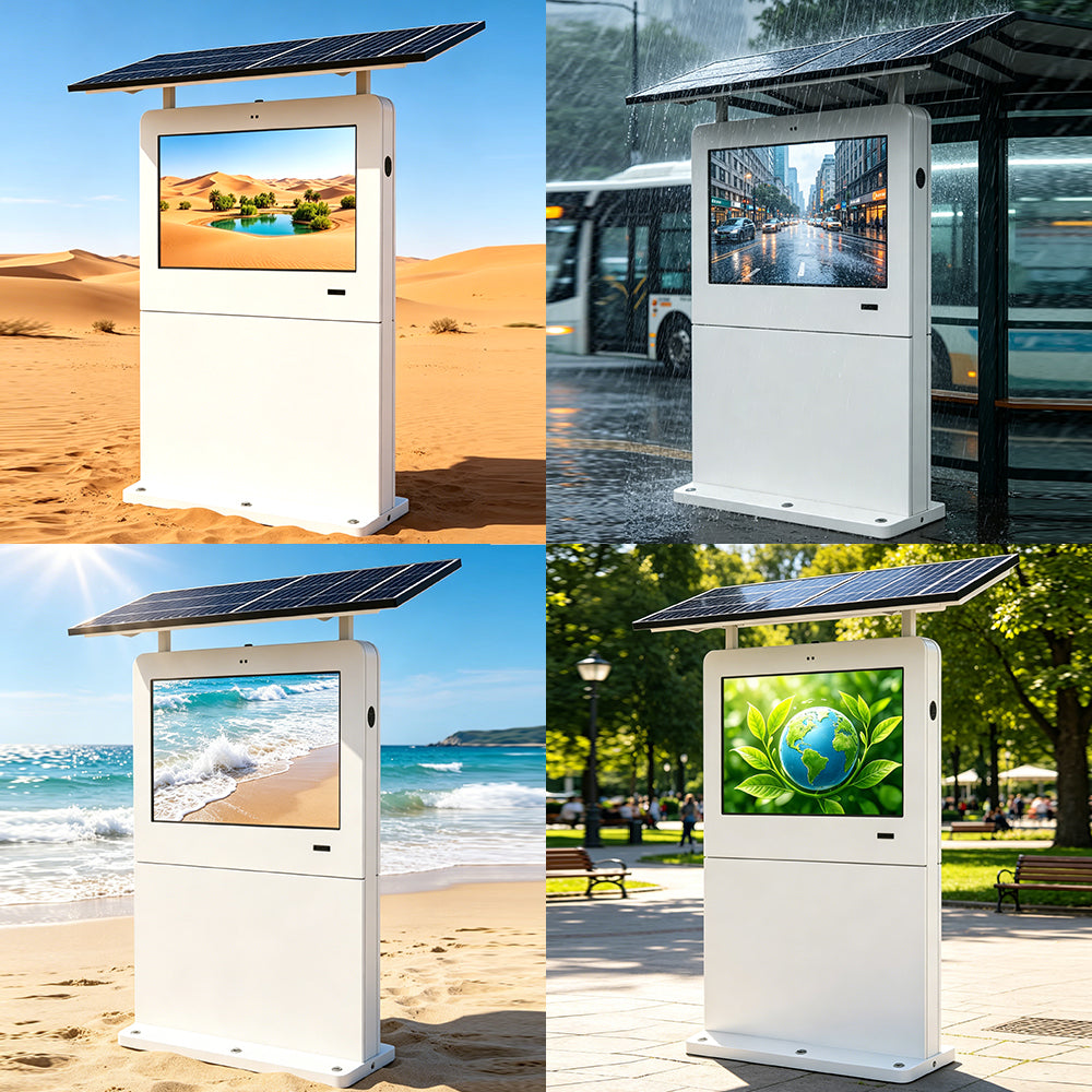 32 Inch Outdoor Solar Advertising Player LiFePO4 Battery Powered LCD Digital Signage Kiosk