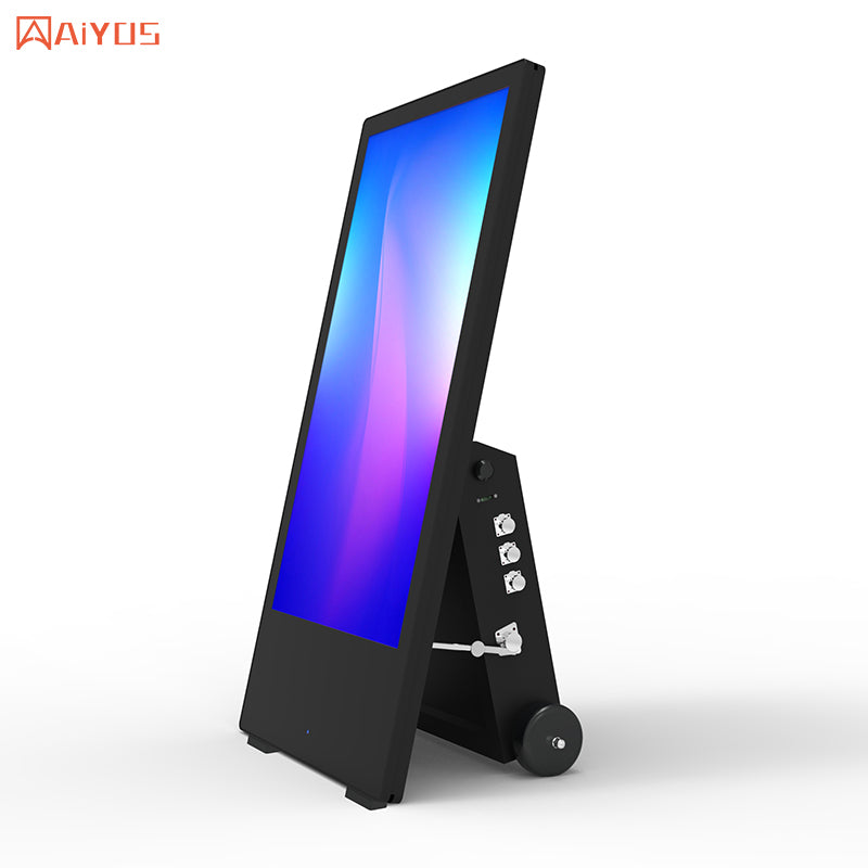 55 Inch 1500nits/2500nits Outdoor Movable Battery Powered Lcd Digital Signage Waterproof Touch Screen Lcd Advertising Poster Display