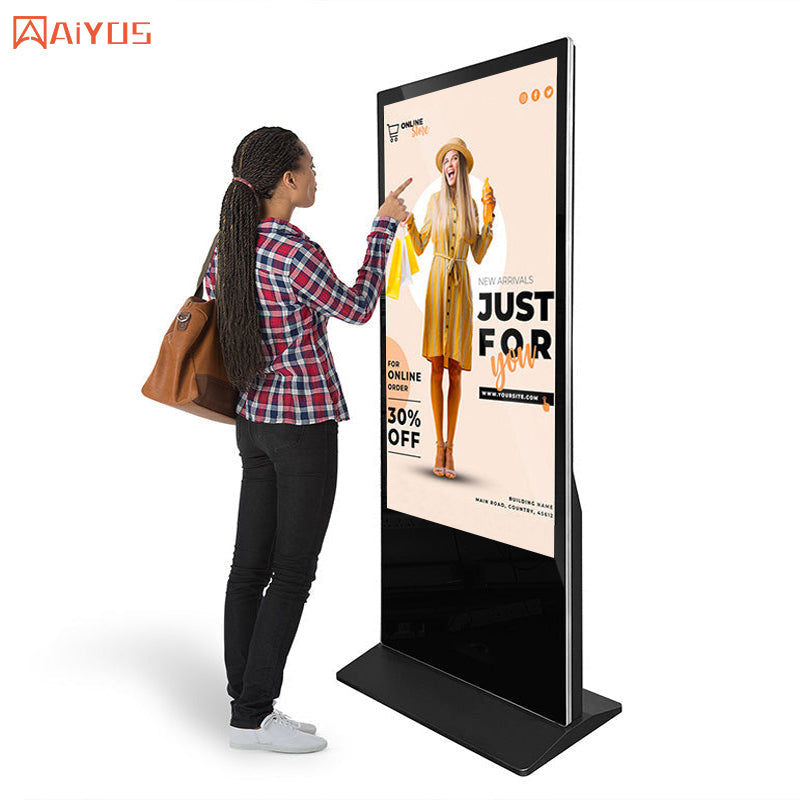 65 inch Indoor LCD Advertising Screen 3840*2160 Ultra HD LED Digital Signage And Display Capacitive Touch Totem Kiosk