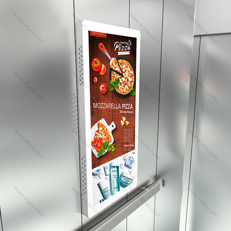 27'' + 15.6'' Split-Screen Display Ultra Wide View Angle Android Elevator Digital Signage Screen For Passenger