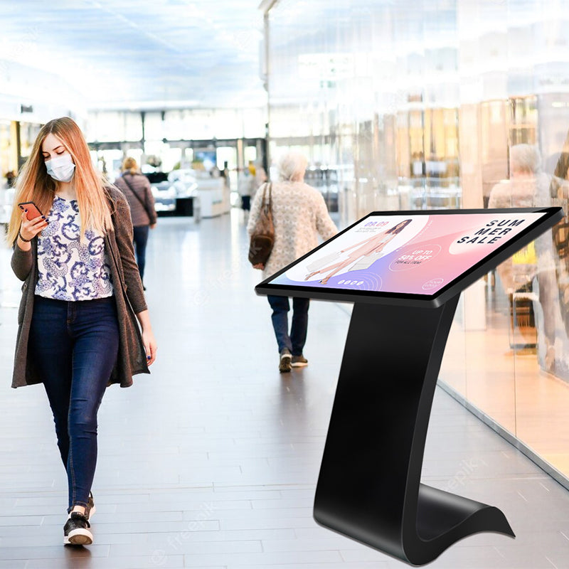 55 Inch S Shape Self-service Information Totem Advertising Player Android WIFI Floor Stand Digital Signage and display