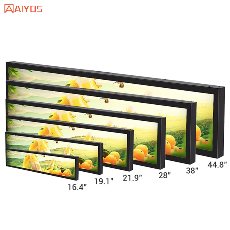 19 Inch Edge Shelf Supermarket Ultra Wide Digital Bar Screen Stretched LCD Display Digital Signage LCD Ad Display