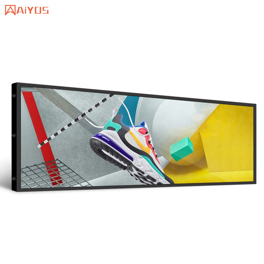 24 inch stretch bar totem lcd display high brightness strip wide supermarket advertising screen smart shelf advertising totem