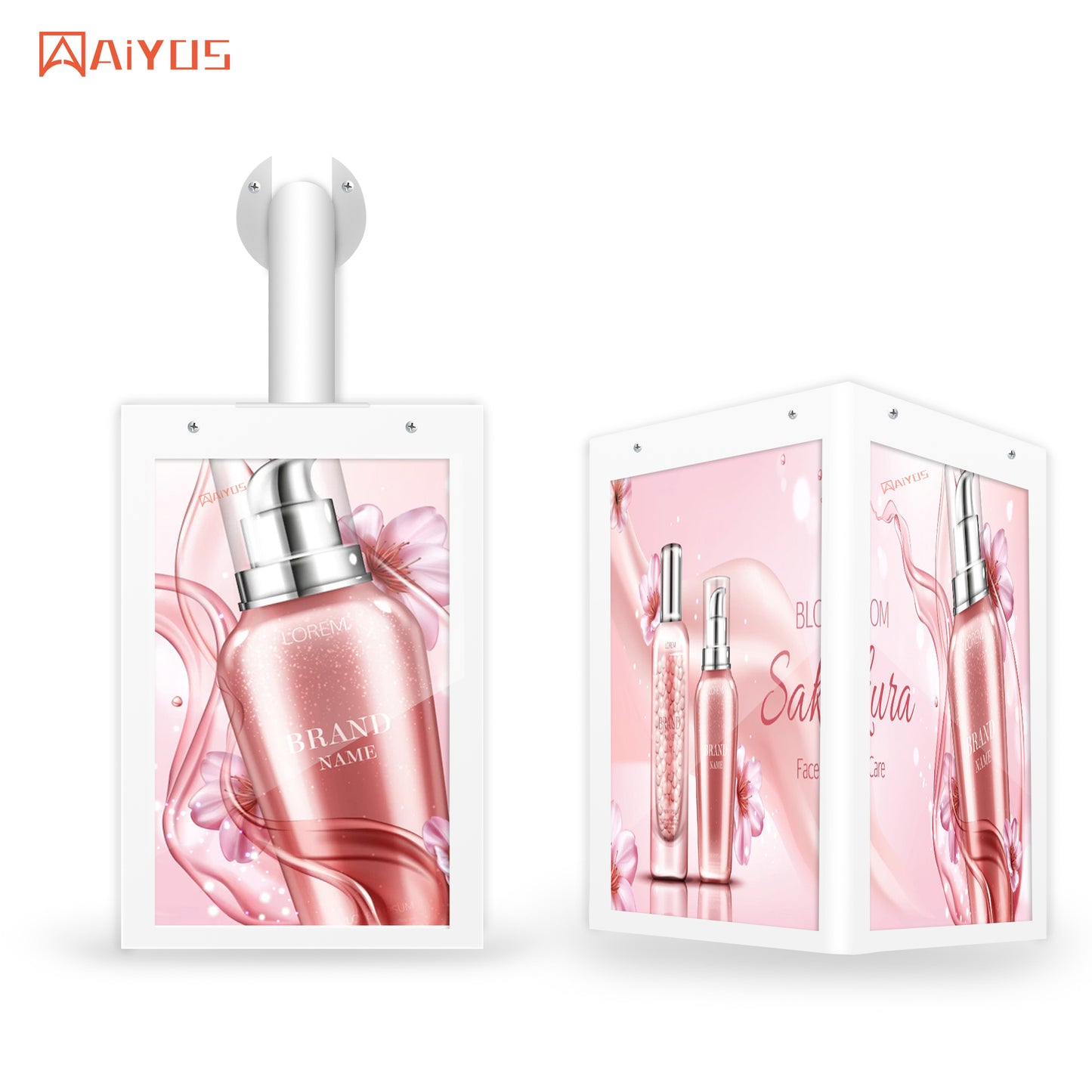 10.1 inch LCD digital signage Cube display standalone 4 screen high brightness with light box for mall